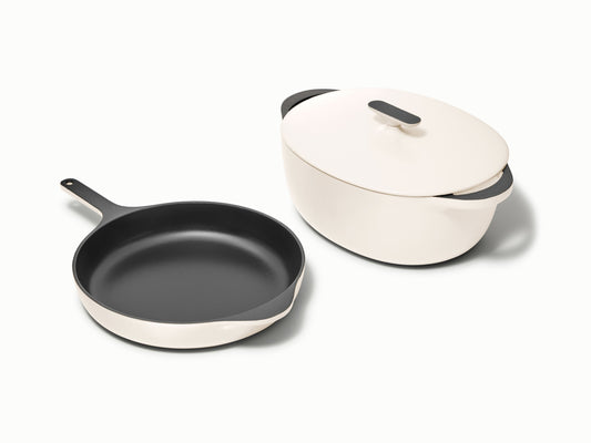Large Enameled Cast Iron Duo